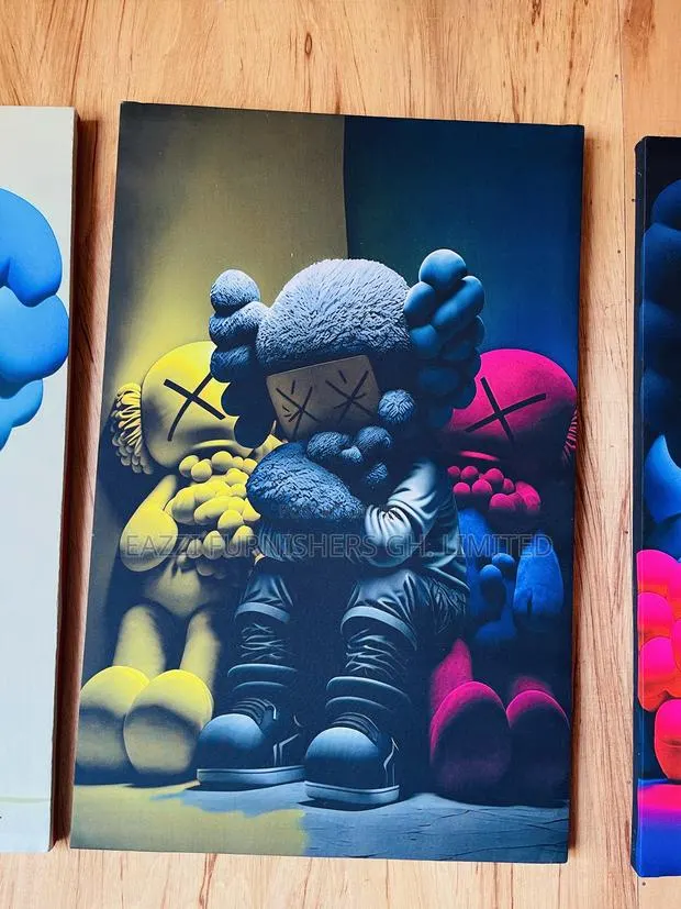 3 Pieces Set Wall Arts Kaws Real Canvas Colourful Frames · Photo 2