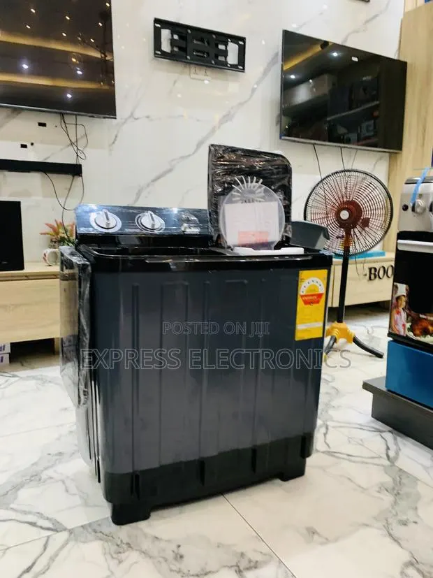 Limited Stock Black Washing Machine Semi Automatic Nasco Black 7kg · Photo 1