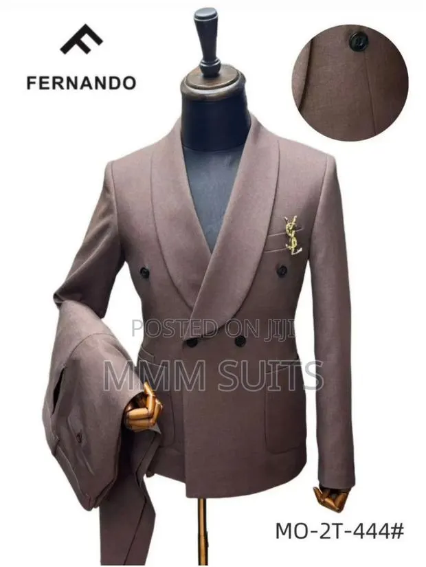 Timeless 2-Piece Turkish Melano Double-Breasted Men's Suit in Coffee · Photo 1