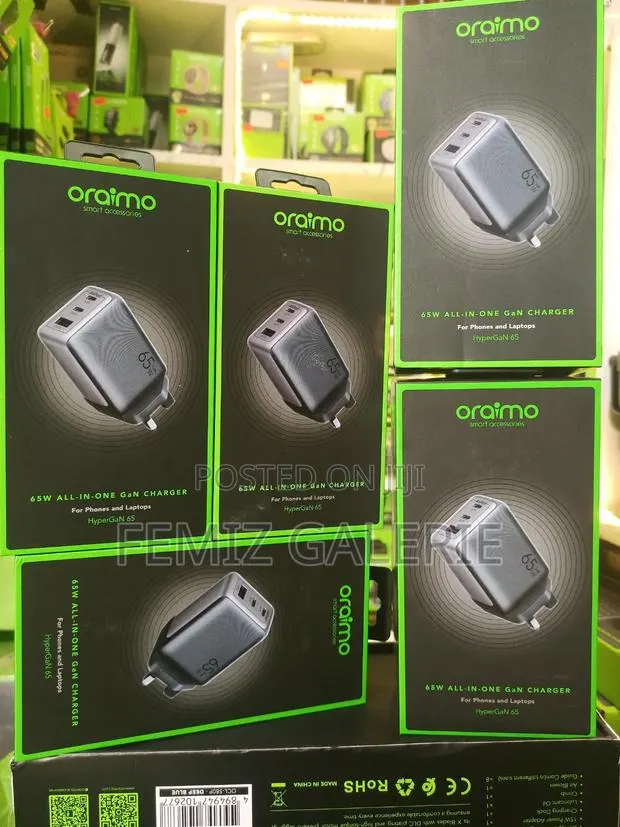 Oraimo Hyper Gan 65 65w Gan Wall Charger Kit + 100w Cc Cable · Photo 1