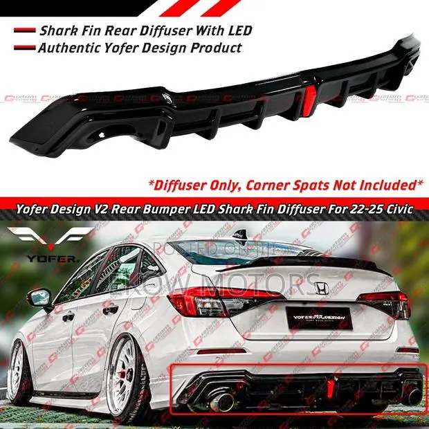 2022-2025 Civic Back Bumper Diffuser With Brake Light · Photo 1
