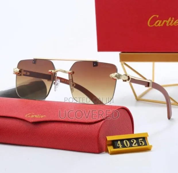 Cartier Men’S Sunglasses Fashion Rimless Rectangular Shape · Photo 1