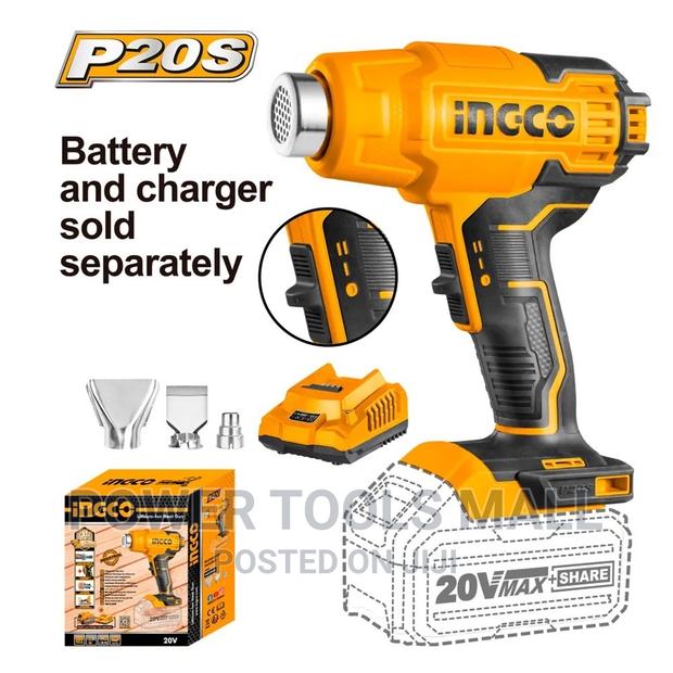 Ingco 20V Li-Ion Heat Gun 300/550°c Nozzles Hgli2002 · Photo 1