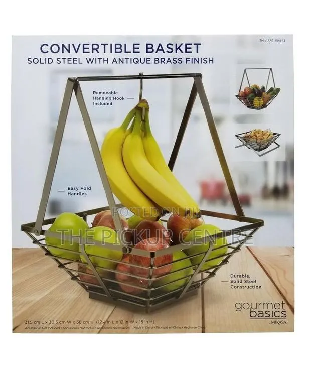 Gourmet Basic Convertible Basket Antique Brass Finish · Photo 1