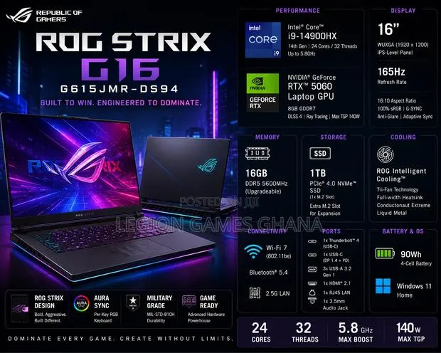 New Laptop Asus ROG Strix G16 G614 16GB Intel Core i9 SSD 1T · Photo 1