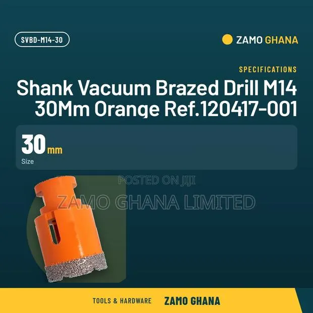 Shank Vacuum Brazed Drill M14 30Mm Orange Ref.120417-001 - SVBD-M14-30 · Photo 1