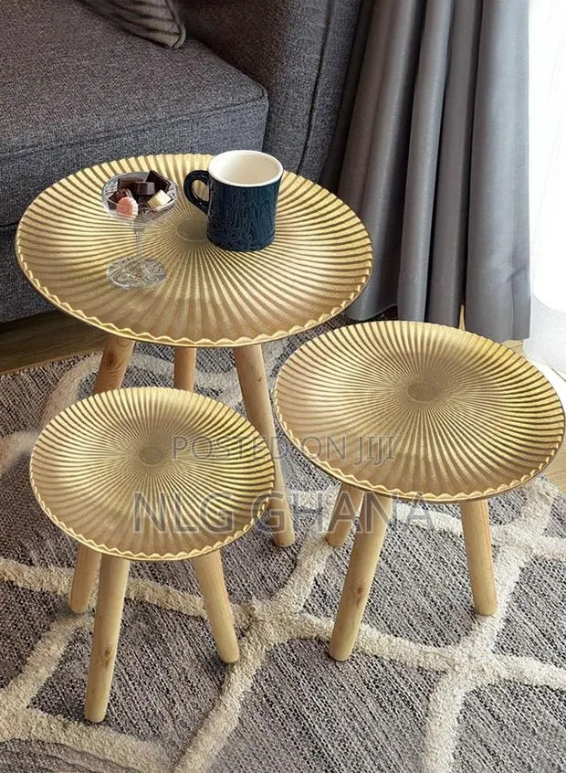 Set of 3 Round Wooden Nesting End Tables - Rustic Brown. Ghx7520 · Photo 1