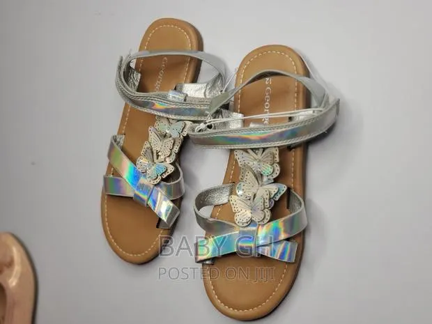 George Girls Silver Butterfly Dedigned Sandals · Photo 1