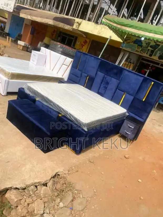 Over Queen Size Bed Frame With Side Drawers and Ottoman · Photo 1