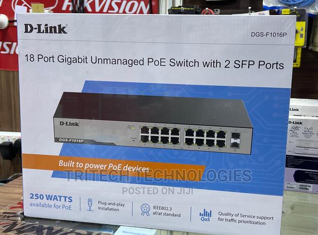 D-Link 16port Gigabit Unmanaged POE Switch With 2port SFP · Photo 1