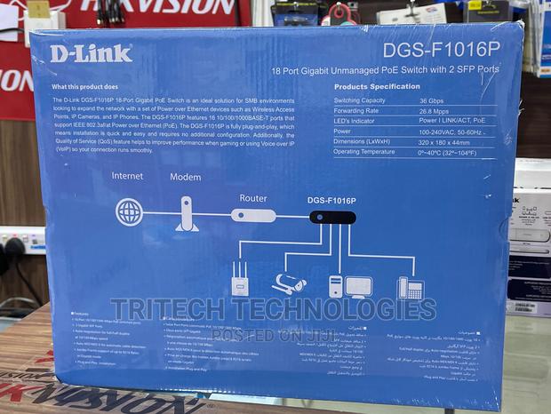 D-Link 16port Gigabit Unmanaged POE Switch With 2port SFP · Photo 2