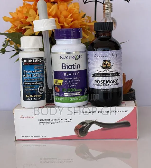 Natrol Biotin + Kirkland Minoxidil + Rosemary Oil + Roller · Photo 1