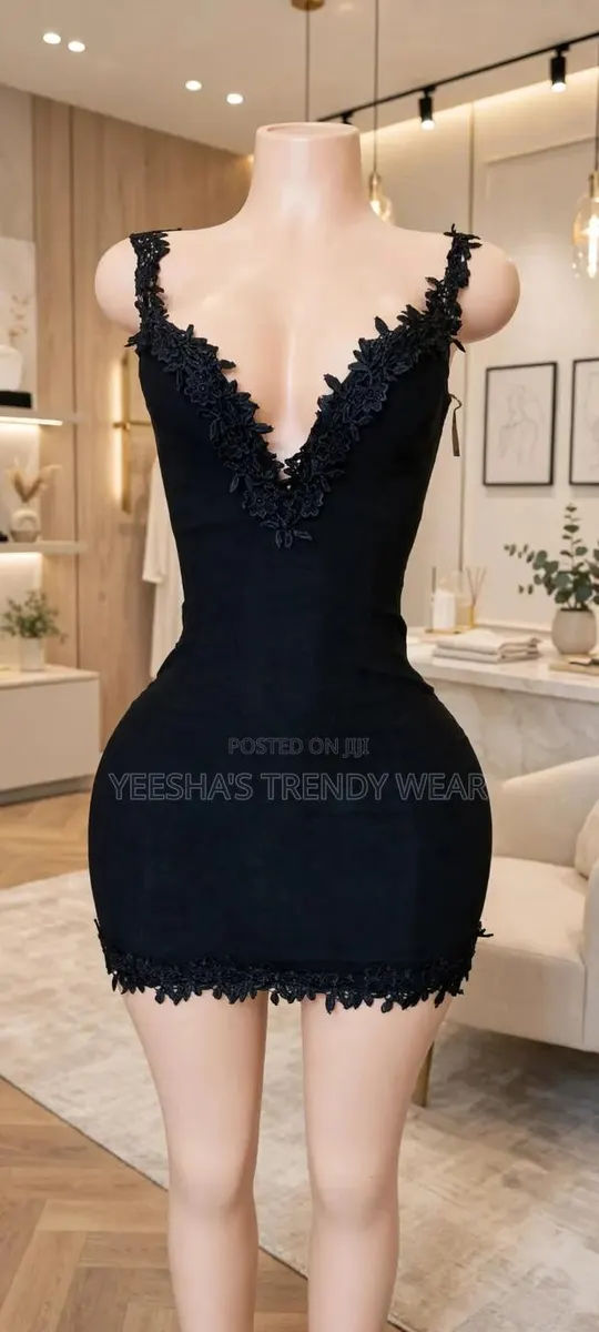 Ladies Black Lace Bodycon Mini Dress · Photo 1