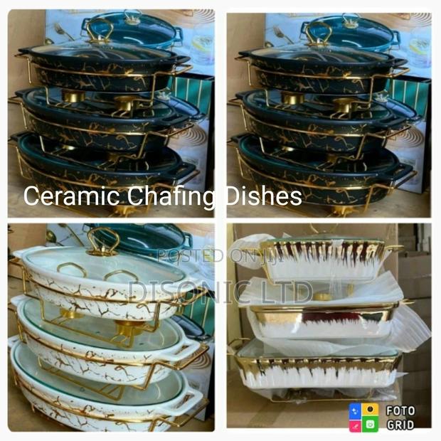 3 Set Ceramic Chafing Dishes With Stands · Photo 1