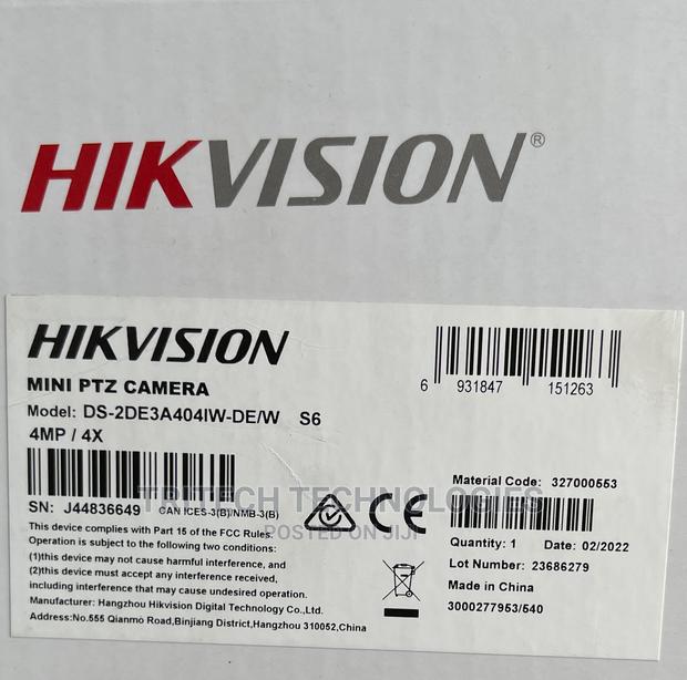 Hikvision Mini PTZ Speed Dome 4mp Ds-2de3a404iw-De/W · Photo 3