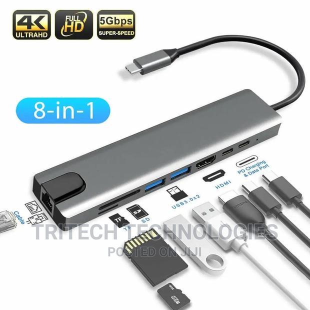 Type C 8 In 1 USB-C To HD RJ45 Gigabit Adapter USB 3.0 HUB · Photo 2