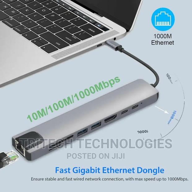 Type C 8 In 1 USB-C To HD RJ45 Gigabit Adapter USB 3.0 HUB · Photo 3