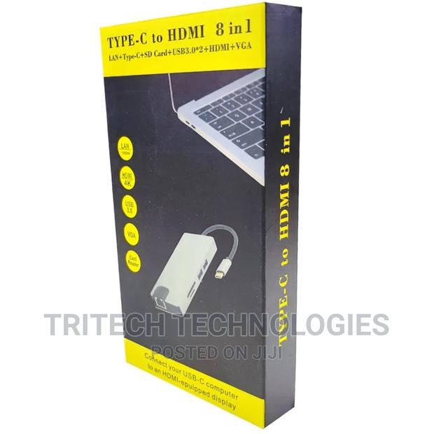 TYPE-C 8 in 1 + LAN+TYPE-C+SD CARD+ USB3.0x2+HDMI+VGA · Photo 1
