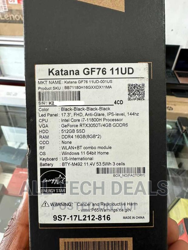 New Laptop MSI Katana GF76 16GB Intel Core i7 SSD 512GB · Photo 3