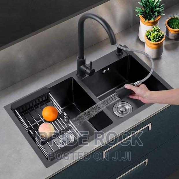 Black, Gold, Chrome Double Kitchen Cabinet Sink