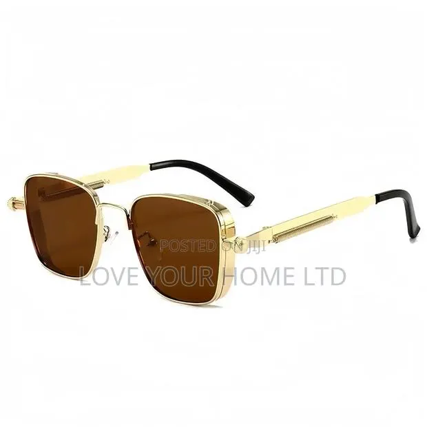 Fashion Square Sunglasses – Gold Frame Brown Lens · Photo 1
