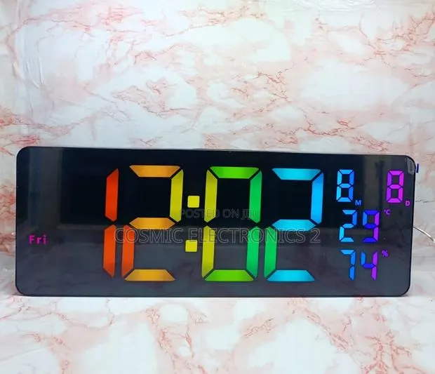 16" Premium Digital Wall-Mounted LCD Clock With Colorful Night Light · Photo 1
