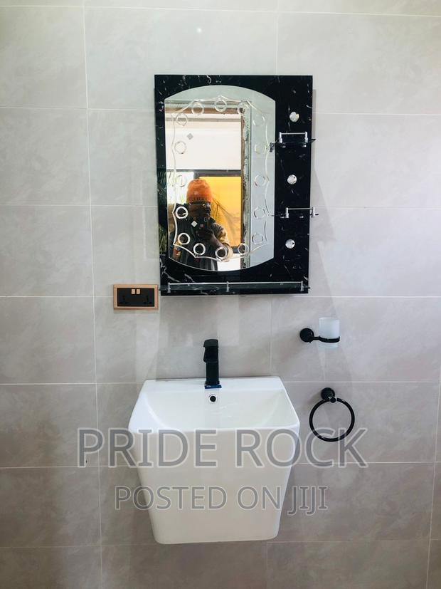 Wall Hang Basin With Mixture Tap,Black Mirror, Towel Ring, · Photo 1