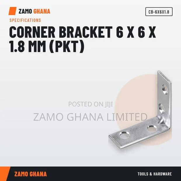 Corner Bracket 6 X 6 X 1.8 Mm (Pkt) - CB-6X6X1.8 · Photo 1