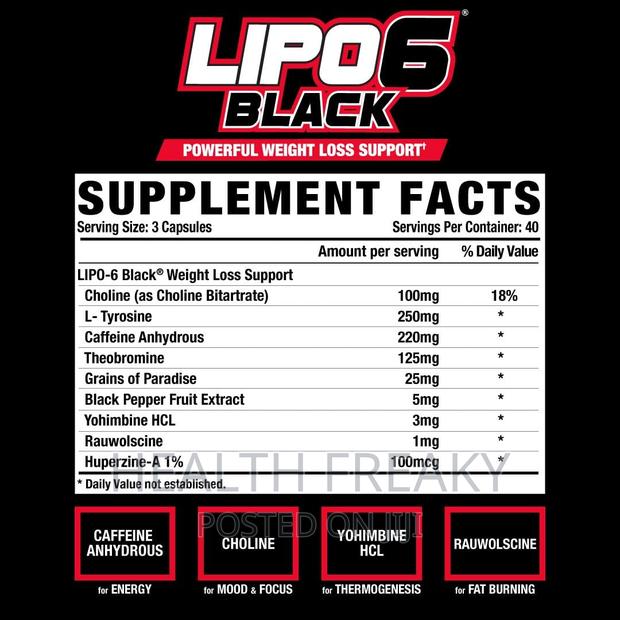 Lipo 6 Black Fat Burner Weight Loss Max Strength Energy · Photo 6
