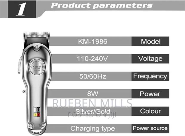 Silver Kemei KM-1986 Full Metal Cordless Hair Clipper · Photo 3