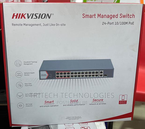 Hikvision 24 Port Managed Fast Ethernet Poe Switch + 1 SFP · Photo 1
