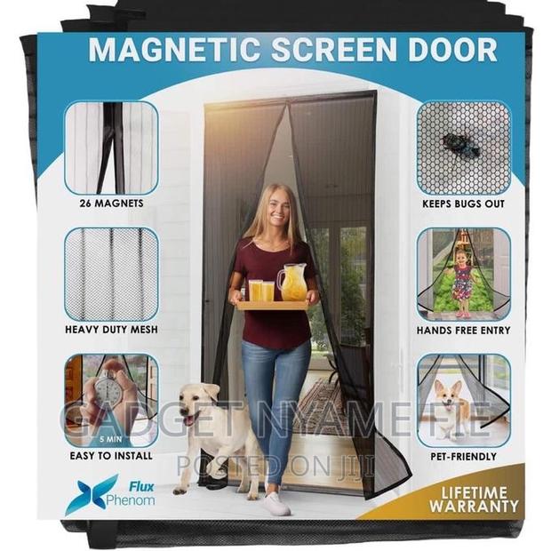 One-and-Half Door Magic Mesh Screen Nets With Magnets-Black · Photo 1