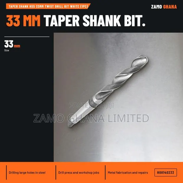 Taper Shank HSS 33Mm Twist Drill Bit White (1Pc) - H · Photo 1