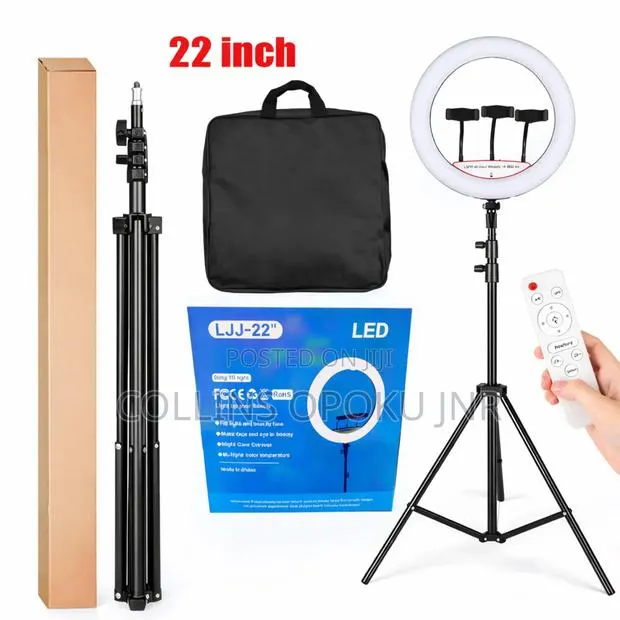 22" Ring Light With Tripod Stand And 3pcs Of Phone Holders With Bag · Photo 1