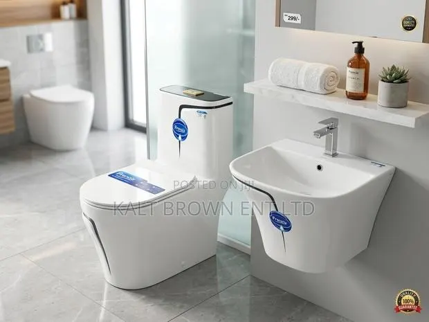 Frencia Luxury Ceramic Water Closet Toilet & Matching Wash Basin Set · Photo 1