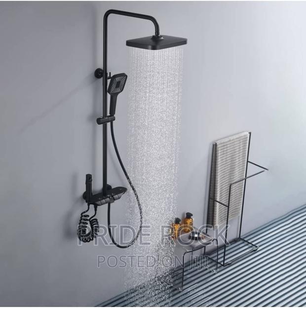 Four in One Shower Pole, Telephone Shower, Black and Grey · Photo 2