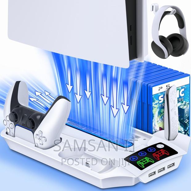 Universal Ps5 Cooling Stand With Charging Dock and Cd Stora · Photo 3