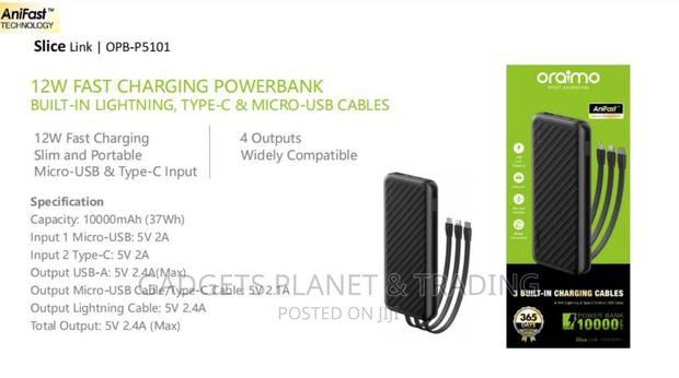 Oraimo Slice Link 10000mah 12W Fast Charge 3 in 1 Power Bank · Photo 2