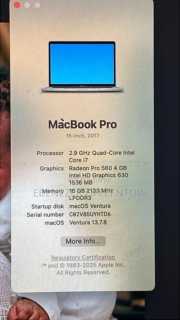 Laptop Apple MacBook Pro 2017 16GB Intel Core i7 SSD 512GB · Photo 1