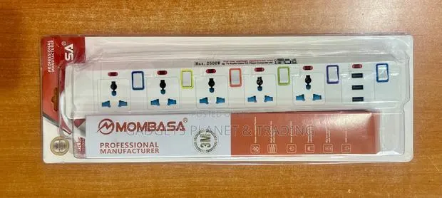 Mombasa Professional 5 Ports Extension Board With 3 Usb Ports - 2500w · Photo 1