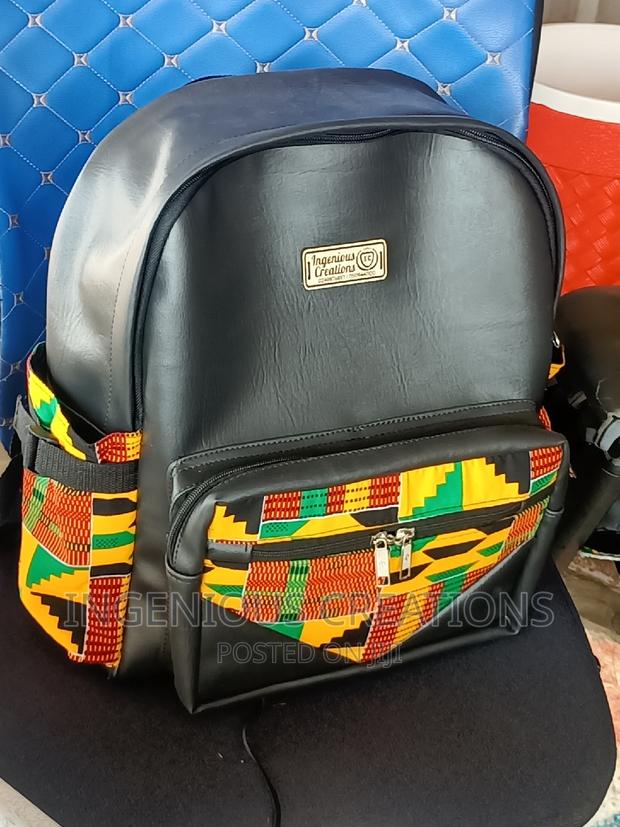 Quality African Print /Leather Backpack · Photo 1