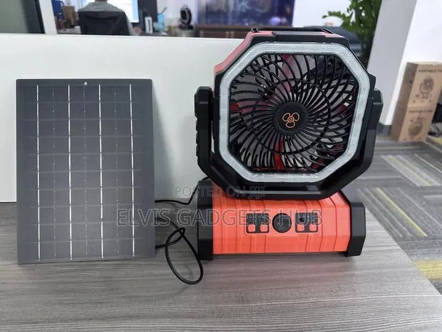 Breezemax 20000mah Solar Rechargeable Camping Fan With Solar Panels · Photo 1