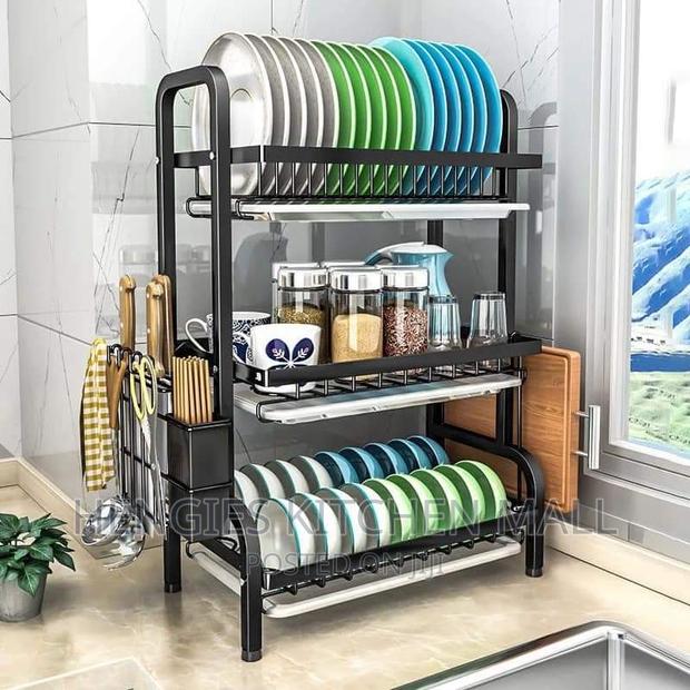 3 Layer Metallic Dish Rack · Photo 1