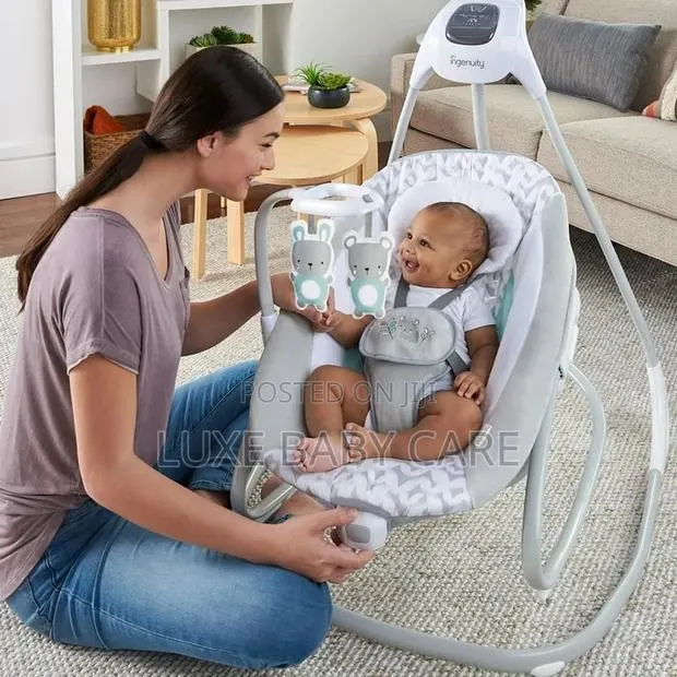 2-in-1 Vibrating Baby Swing and Rocker, Gray · Photo 1