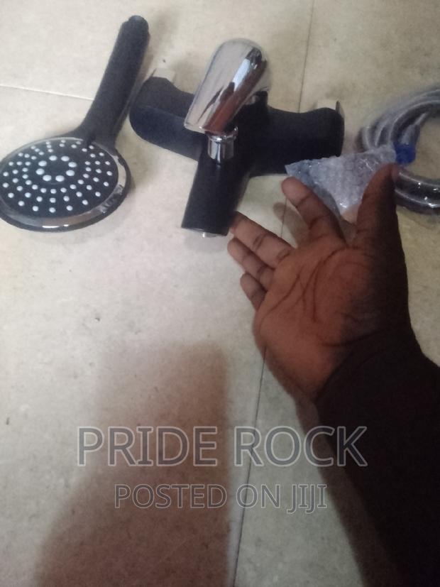 Black and Chrome Quality Telephone Shower Set, Faucet · Photo 2