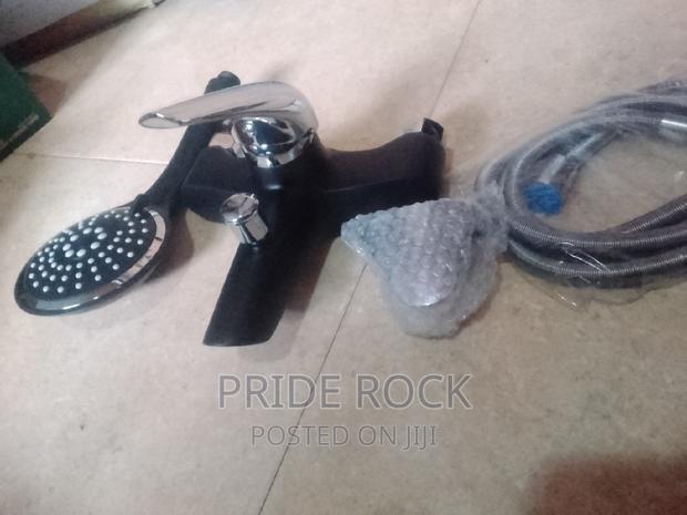 Black and Chrome Quality Telephone Shower Set, Faucet · Photo 1