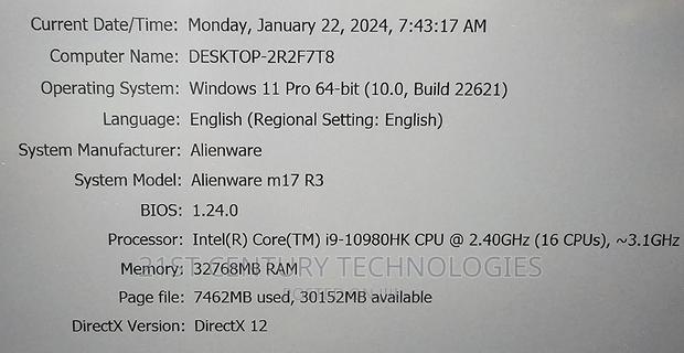Laptop Dell Alienware M17 R3 32GB Intel Core I9 SSD 1.5T · Photo 8
