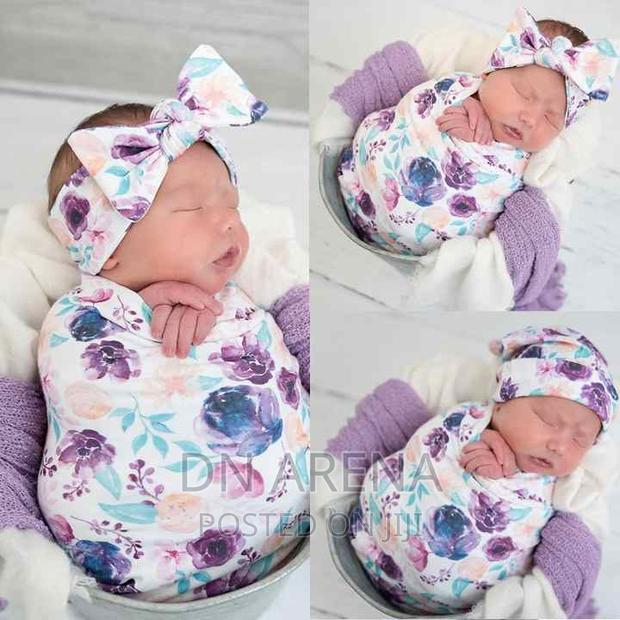 3pcs New Born Baby Boy Baby Girl Swaddle Blanket Tie Cap Hat · Photo 2