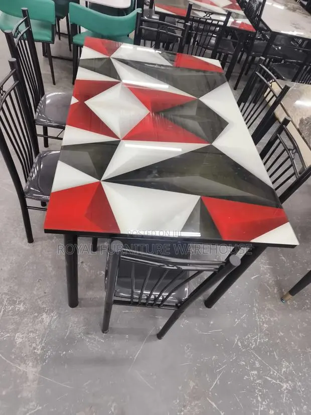 Modern 3d Geometric Glass-Top Dining Table (6 Seater) · Photo 1