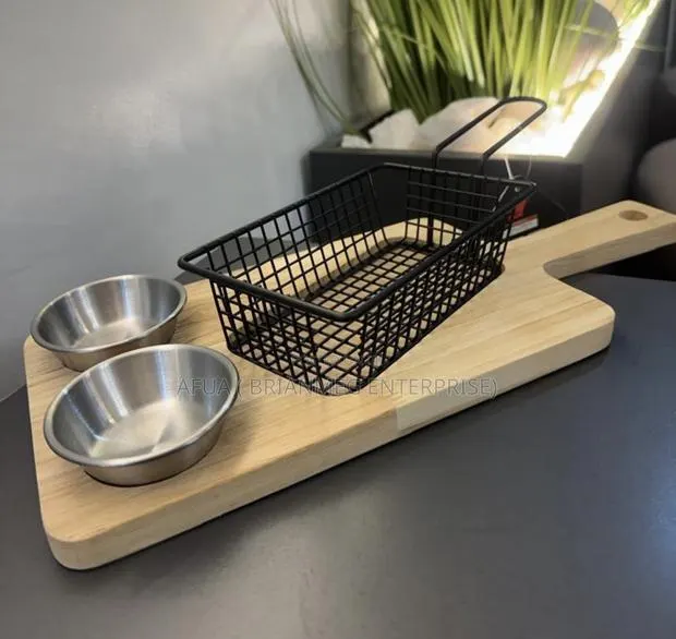 SiaBiced French Fries Basket, Snack Basket With Solid Wood Tray · Photo 1